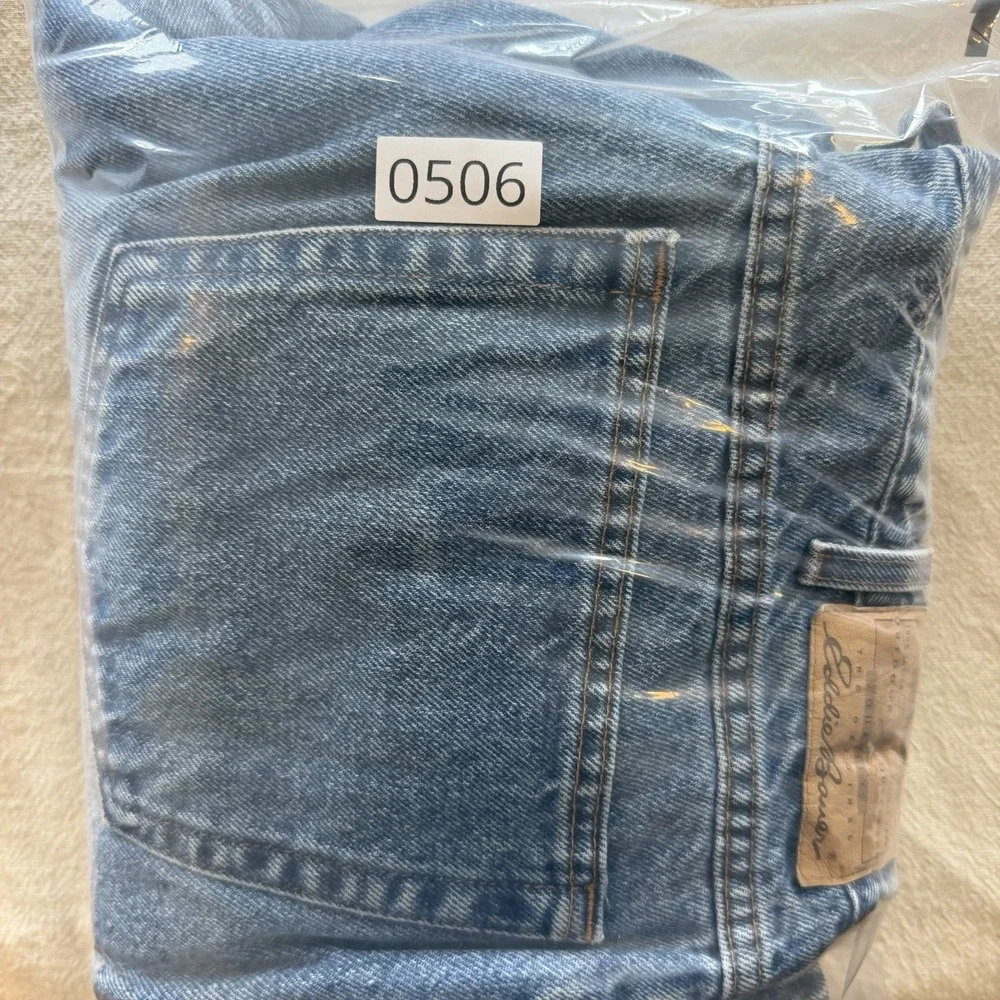 Eddie Bauer USA Made Red Fleece Lined Tapered Jeans Mens 34x29 Denim Relaxed